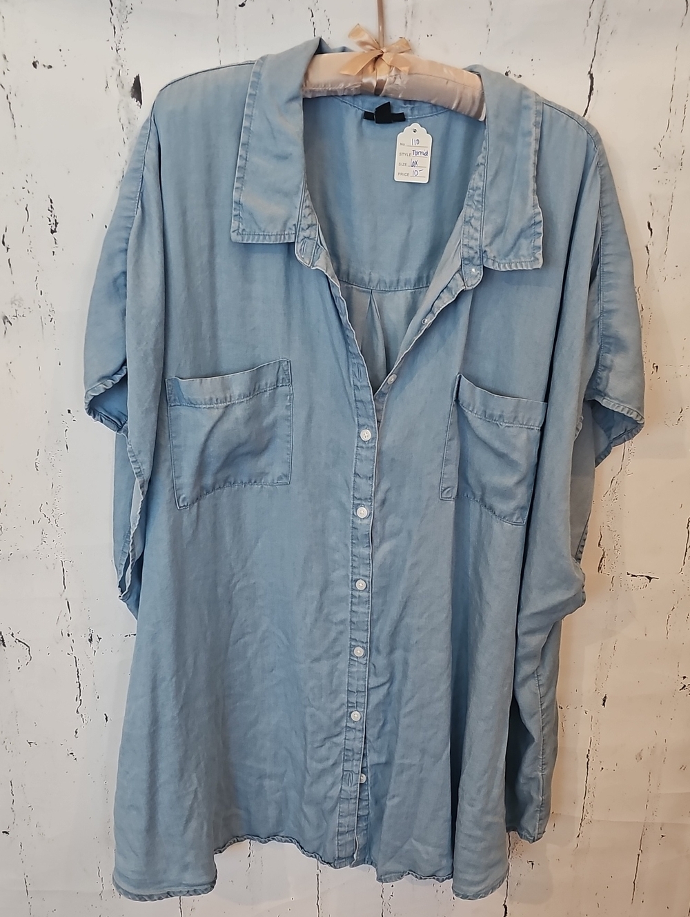 Light Blue Button-Up Denim Shirt 110